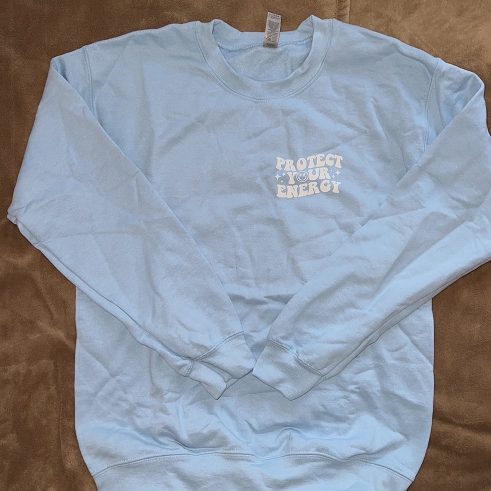 Blue Graphic Tee with 'Protect Your Energy' Print